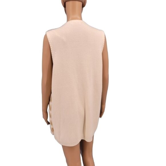Calvin Klein Women's Cream Tan Faux Fur Longline Duster Vest Women's Large - Picture 9 of 13